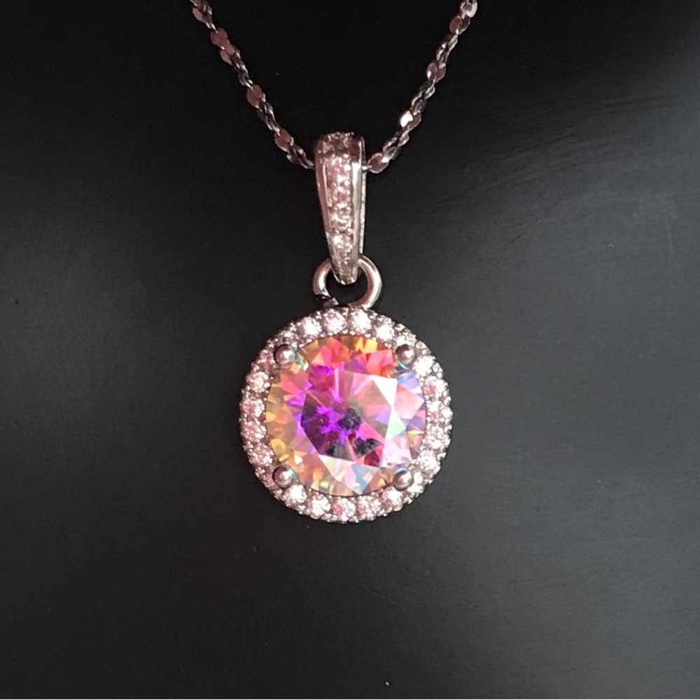 Stunning Moonstone Moissanite sterling silver necklace